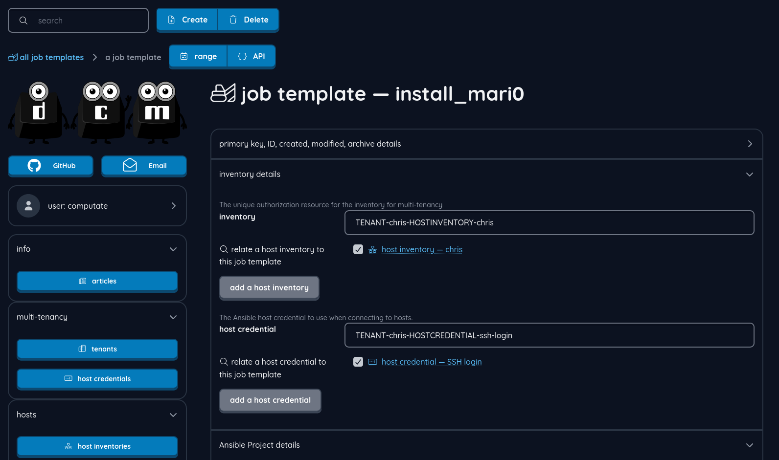 Screenshot of the Developer Computer Management platform