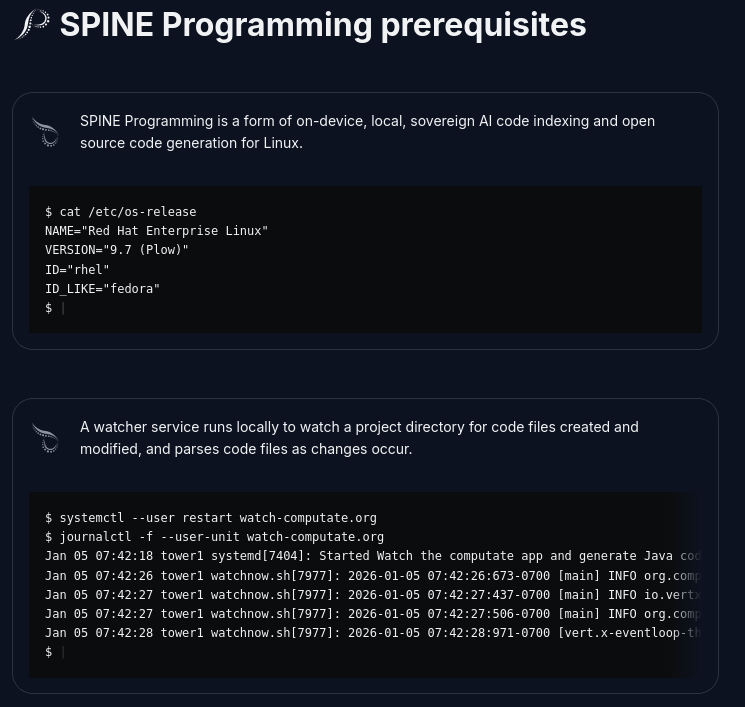 SPINE Programming prerequisites