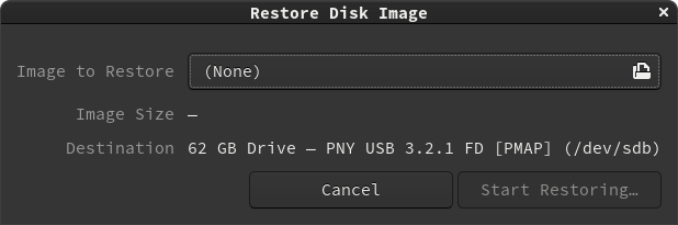 Click on image to restore button