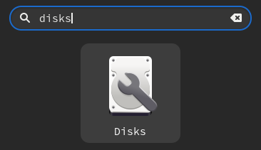 Open the Disks application in Linux
