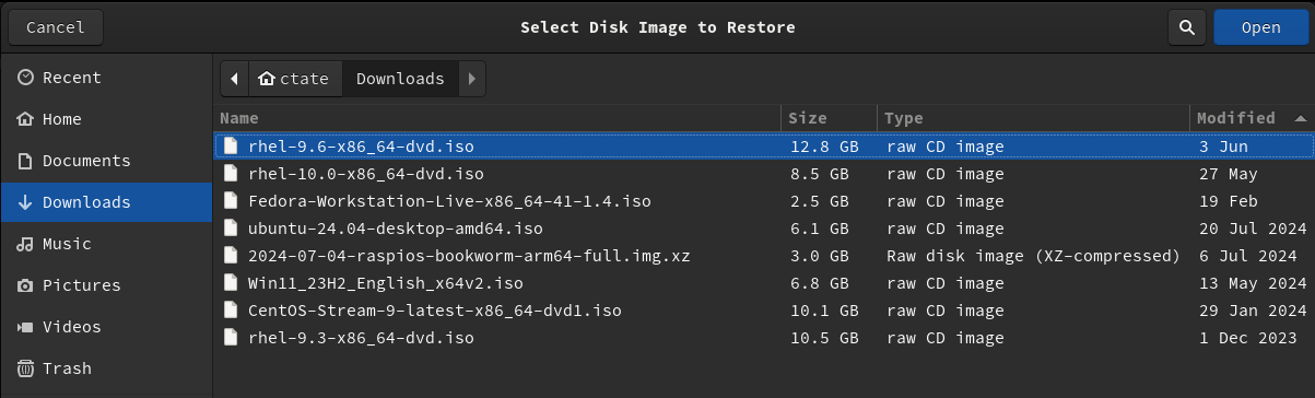Select the ISO file