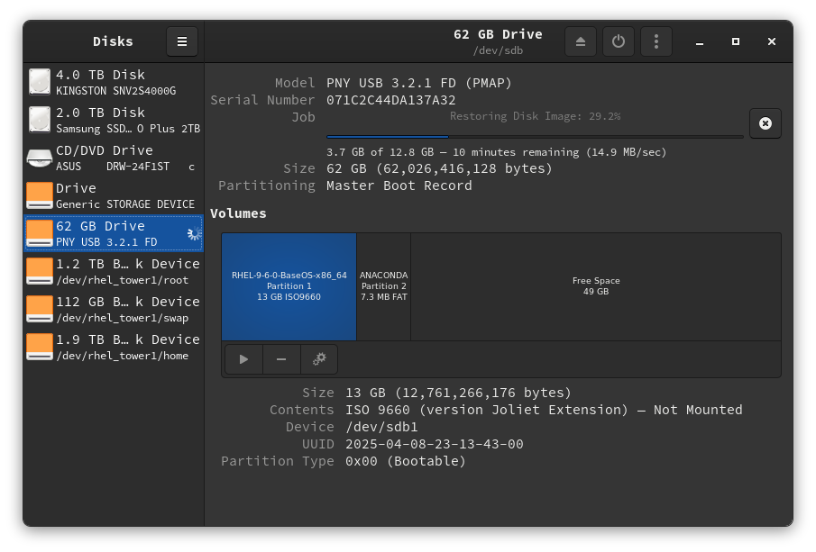 Wait for the disk to finish writing the ISO