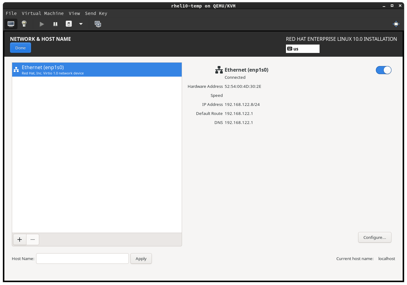Configure network for 